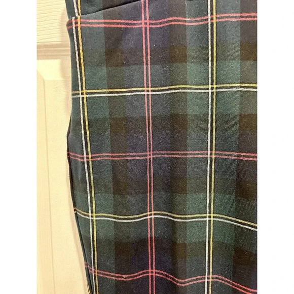 Christopher & Banks Pants Womens 16 Green Plaid Mid-Rise Holiday Party Festive - Picture 2 of 9